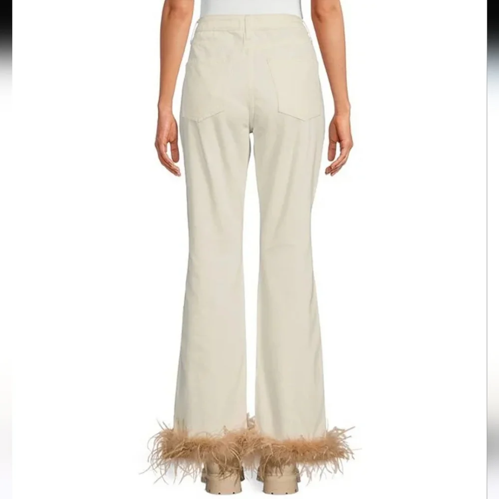 Gianni Bini X Nastia Liukin Anna Denim Straight Leg Feather Detail Jeans 25w - Picture 2 of 12